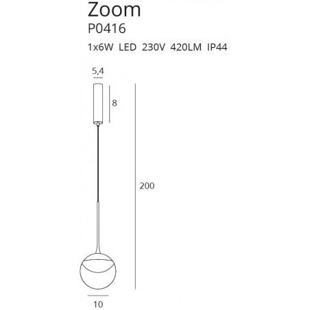 6W LED Pakabinamas šviestuvas ZOOM Black IP44 P0416
